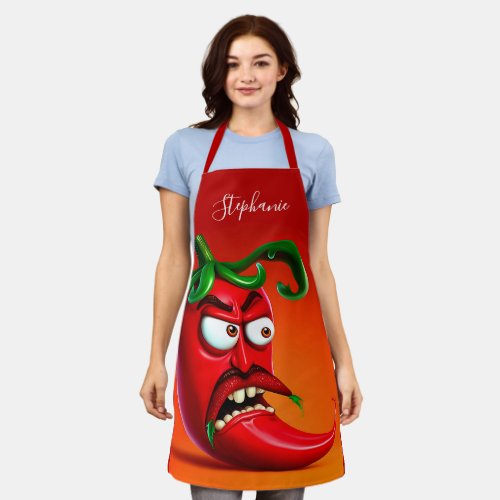 Funny Monster Red Hot Chili Pepper  Apron