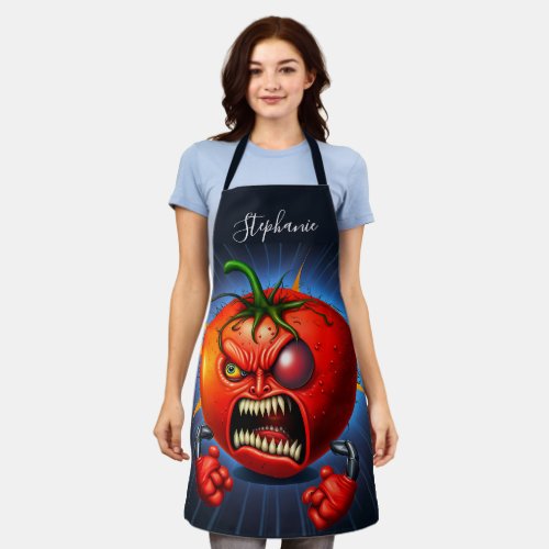 Funny Monster Red Tomato Boxer Apron