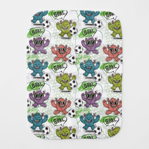 Funny Monster Soccer Kids Pattern Baby Burp Cloth
