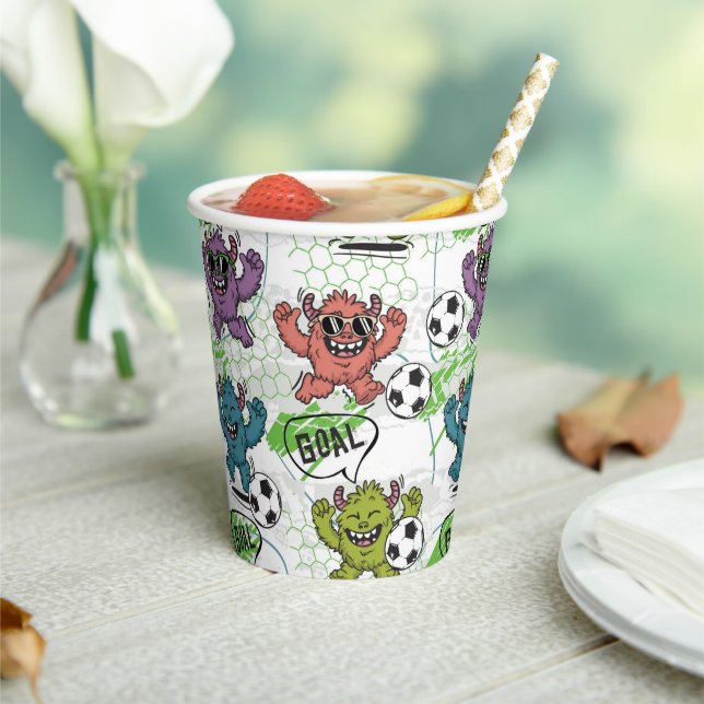 Funny Monster Soccer Pattern Paper Cups (Insitu)