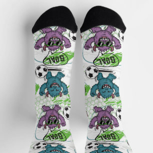 Funny Monster Soccer Pattern Socks