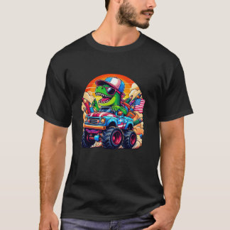 Funny Monster truck school Dinosaur T Shirt