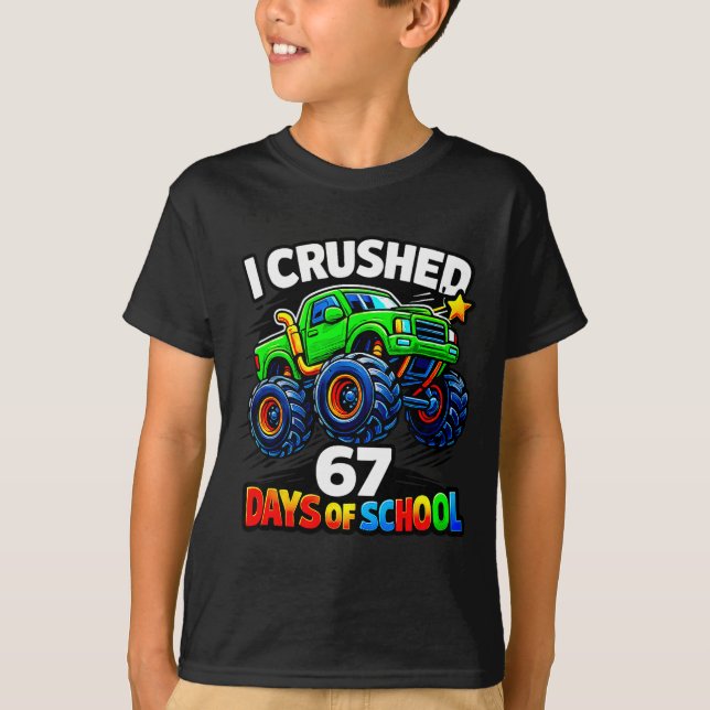 Funny Monster Truck Six Seven Meme Boys Kids Schoo T-Shirt (Front)