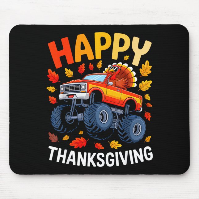 Funny Monster Truck Turkey Happy Thanksgiving For  Mouse Pad (Front)