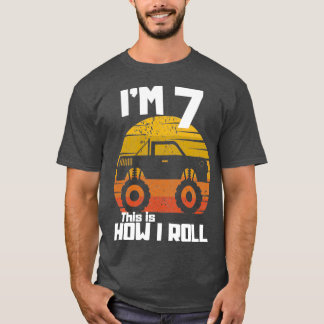 Funny Monster Trucks 7th Birthday Party Gift Seven T-Shirt