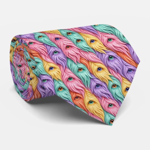 Funny Monsters | Abstract Furry Creatures Neck Tie