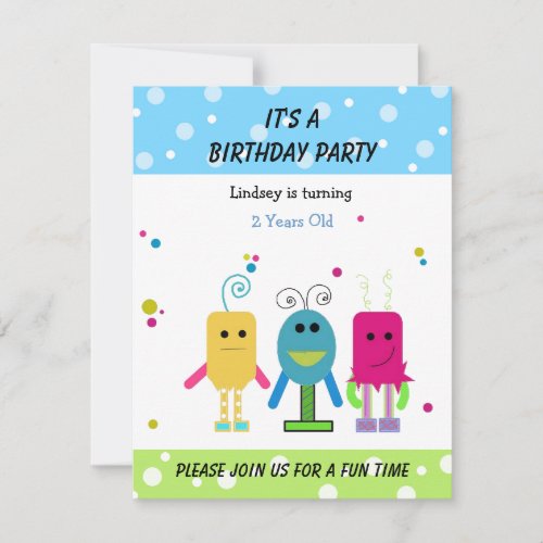 Funny Monsters Birthday Invitation