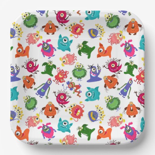 Funny Monsters Birthday Party Paper Plates