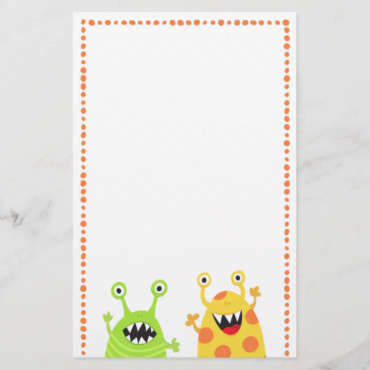 Funny monsters fun cartoon stationery for kids | Zazzle