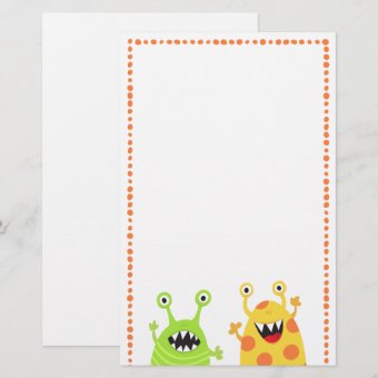 Funny monsters fun cartoon stationery for kids | Zazzle