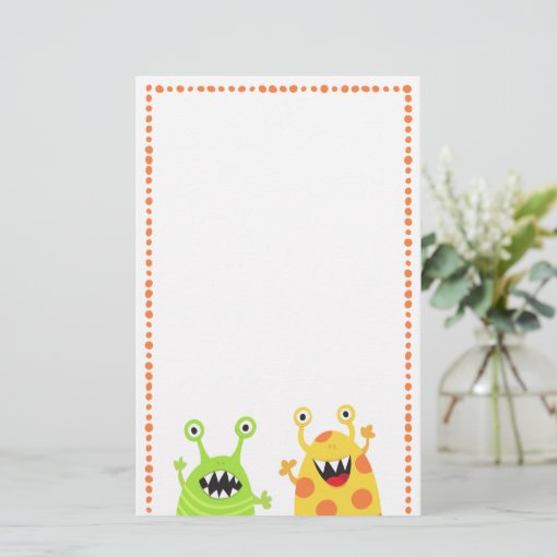 Funny monsters fun cartoon stationery for kids | Zazzle