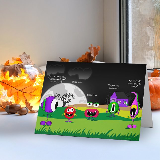 Funny, Monsters, Halloween Card (Check out this most awesome Halloween funny monsters greeting card!)