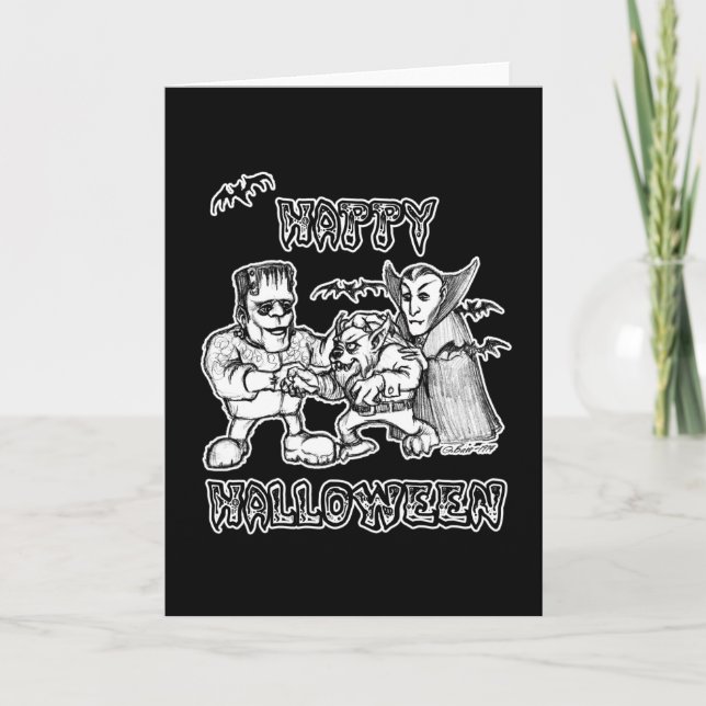 Funny Monsters - Happy Halloween Card (Front)