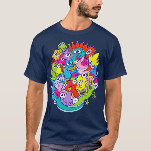 Funny monsters parade in dle art style T_Shirt