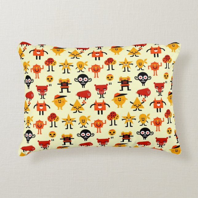 Funny monsters pattern accent pillow (Front)