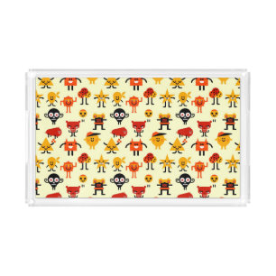 Funny monsters pattern acrylic tray