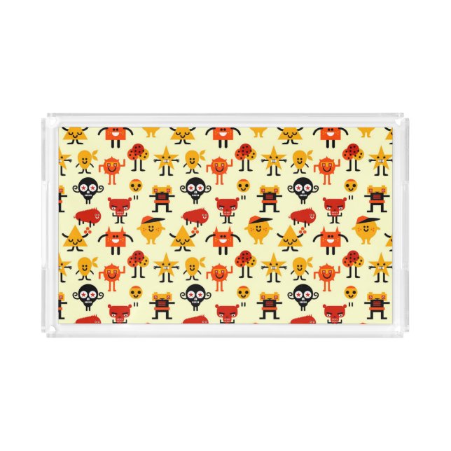 Funny monsters pattern acrylic tray (Front)