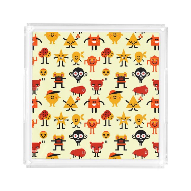 Funny monsters pattern acrylic tray (Front)