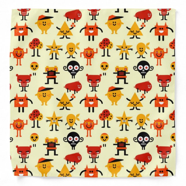 Funny monsters pattern bandana (Front)