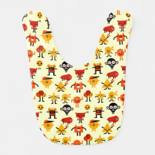 Funny monsters pattern bib