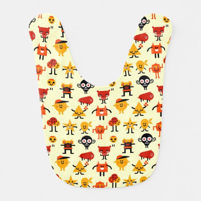 Funny monsters pattern bib (Front)