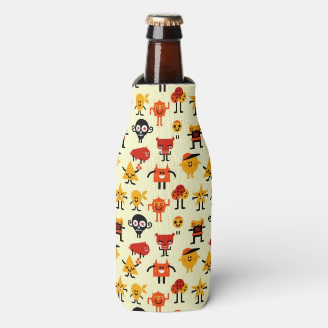 Funny monsters pattern bottle cooler (Bottle Front)