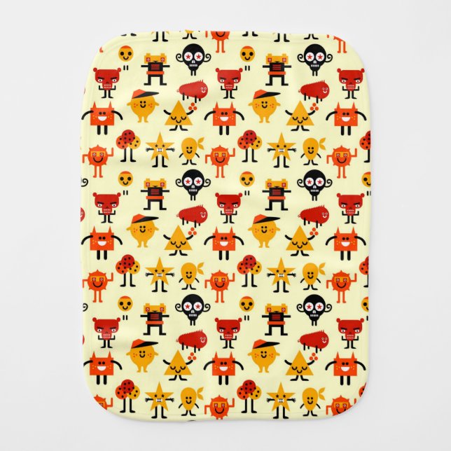 Funny monsters pattern burp cloth (Front)
