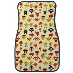 Funny monsters pattern car mat