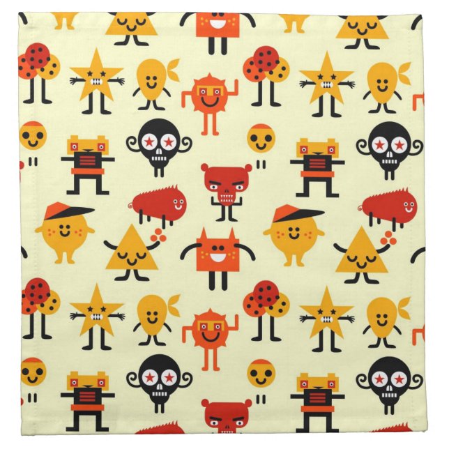 Funny monsters pattern cloth napkin (Front)