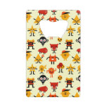 Funny monsters pattern credit card bottle opener