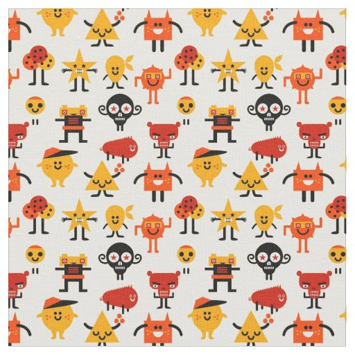 Funny monsters pattern fabric