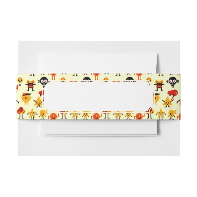 Funny monsters pattern invitation belly band (Front Example)