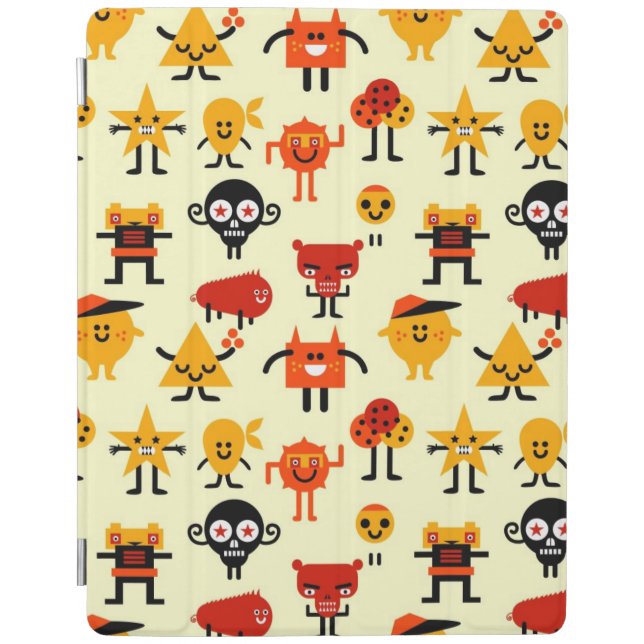 Funny monsters pattern iPad smart cover (Front)