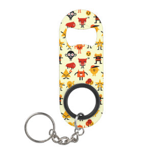 Funny monsters pattern keychain bottle opener