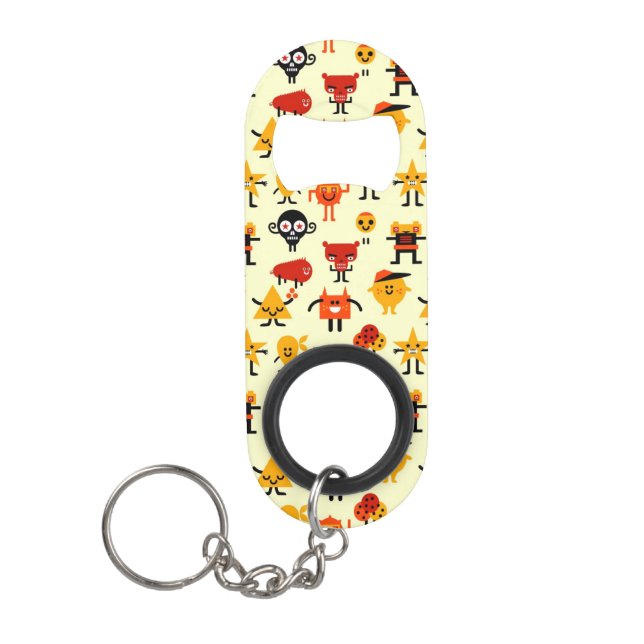 Funny monsters pattern keychain bottle opener (Front)