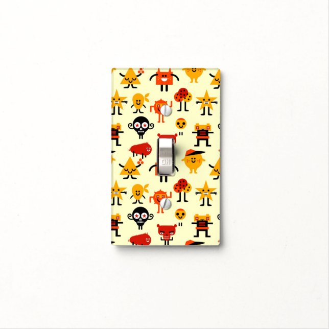 Funny monsters pattern light switch cover (In Situ)