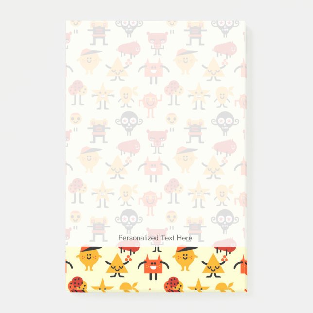 Funny monsters pattern post-it notes (Front)