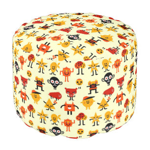 Funny monsters pattern pouf