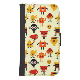 Funny monsters pattern samsung s4 wallet case