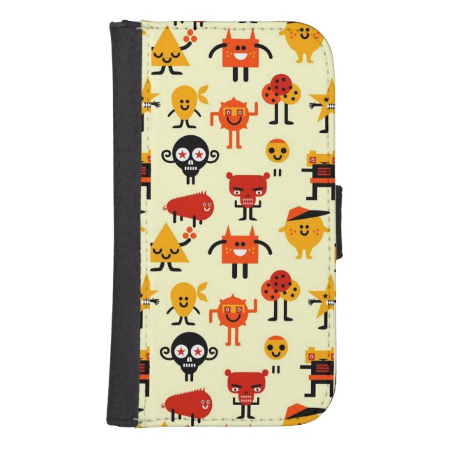 Funny monsters pattern samsung galaxy wallet case (Front)