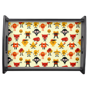Funny monsters pattern serving tray