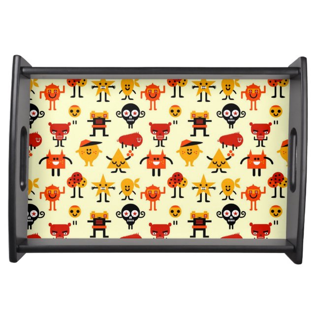 Funny monsters pattern serving tray (Front)