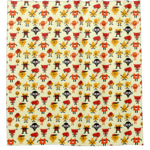 Funny monsters pattern shower curtain