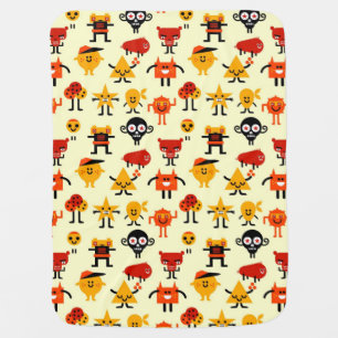 Funny monsters pattern stroller blanket
