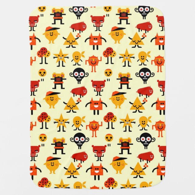 Funny monsters pattern stroller blanket (Front)