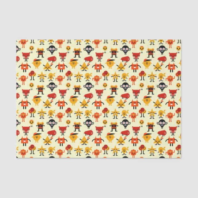 Funny monsters pattern tissue paper (Front)