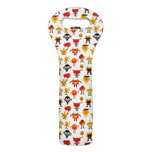 Funny monsters pattern wine bag