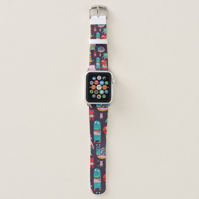 Funny monsters seamless pattern apple watch band (Front)