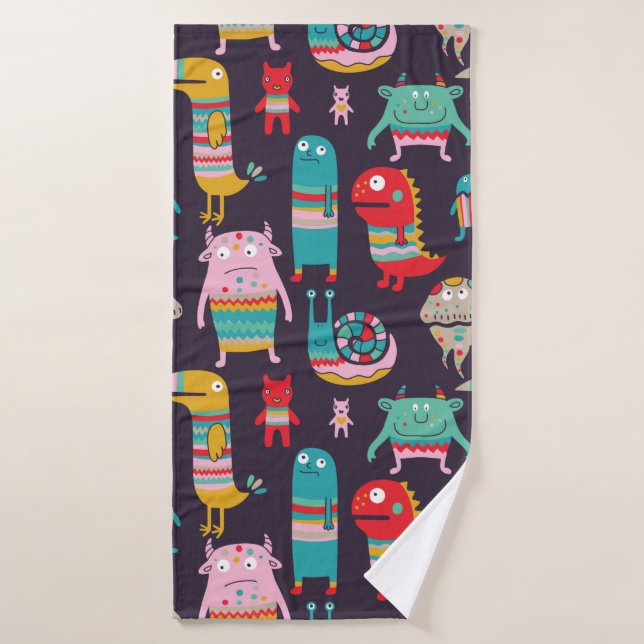 Funny monsters seamless pattern bath towel (Bath Towel)