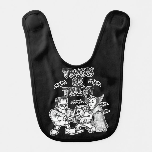 Funny Monsters Trick or Treat Baby Bib (Front)